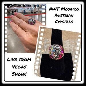 NWT Gorgeous Austrian Crystal / 925 Silver Size 7.5 ring from Mosaico